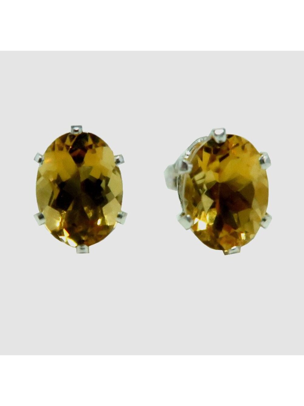 Citrine Earrings Sunny Yellow Studs Sterling Silver Faceted Oval Gemstone Jewelr